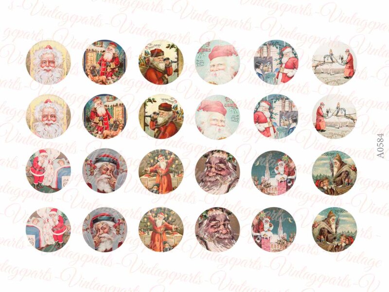 Motivbogen nostalgic Santa Claus für Cabochons verschiedener Größen