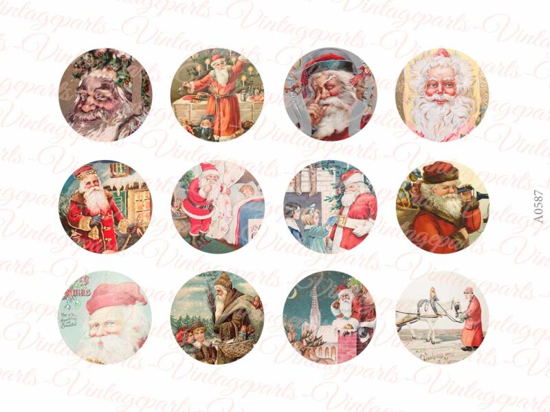 Motivbogen nostalgic Santa Claus für runde 25 mm Cabochons