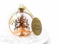 Weihnachtsbaumkugel aus Glas mit Tannenbaum in Kupfer und...
