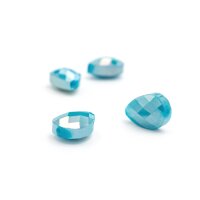 Glasschliffperlen als Tropfen in blau mit Holo Effekt 14x10 mm 4 Stück