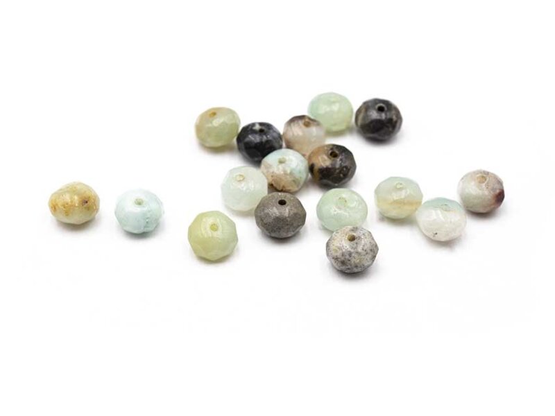 facettierte Perlen als Rondell aus natürlichem Amazonit 8x5mm 10 Stück