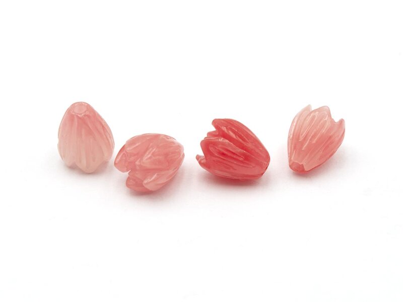 Perlen als Blüte aus synthetischer Koralle in einem zarten rosa 4 Stück