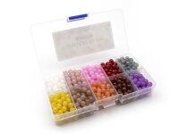 Box mit 500 Glasperlen als Jadeimitat im Farbmix