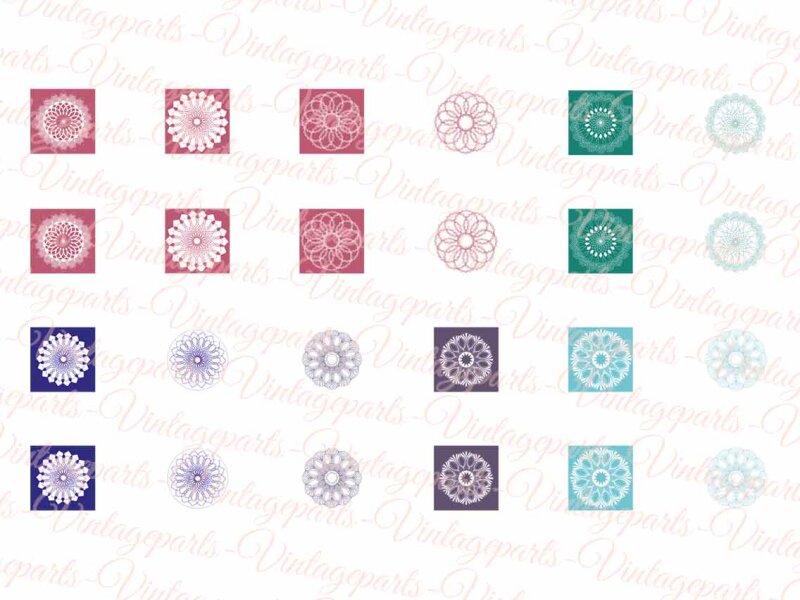 Motivbogen Mandala für quadratische 10mm Cabochons