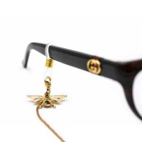 transparente Brillenbandhalter mit Feder in goldfarben 21mm 10 Stück