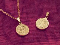 Anhänger als Münze aus 304 Edelstahl in goldfarben 15 mm 1 Stück
