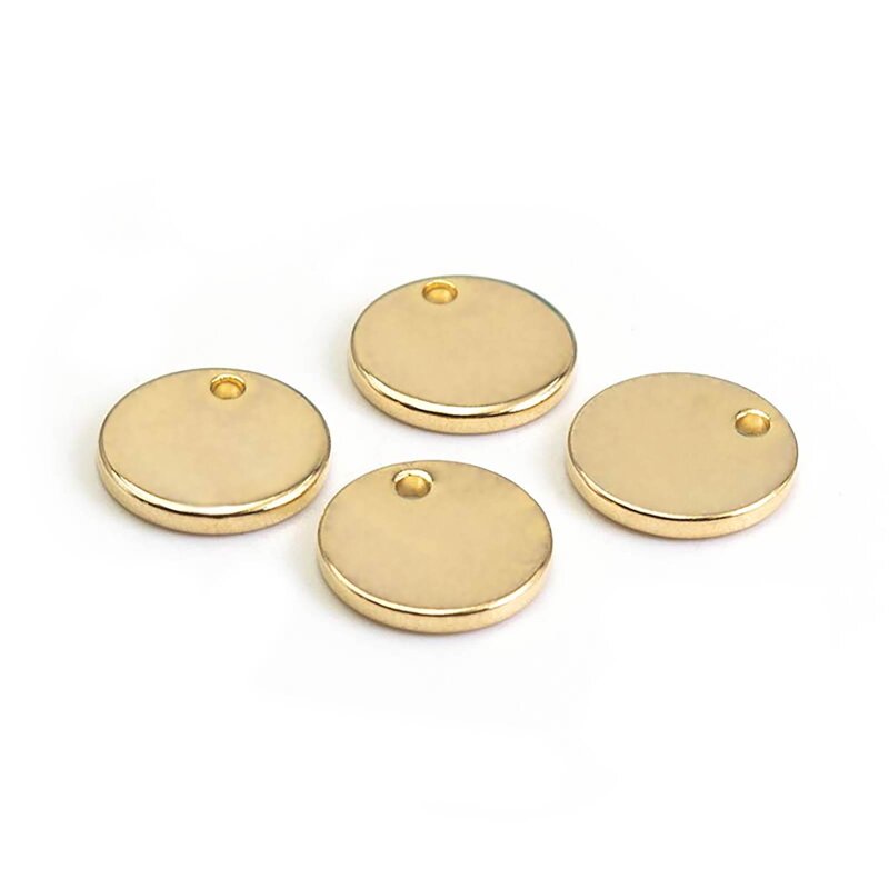 kleine runde Plättchen aus Kupfer 18k Gold beschichtet 8 mm 4 Stück