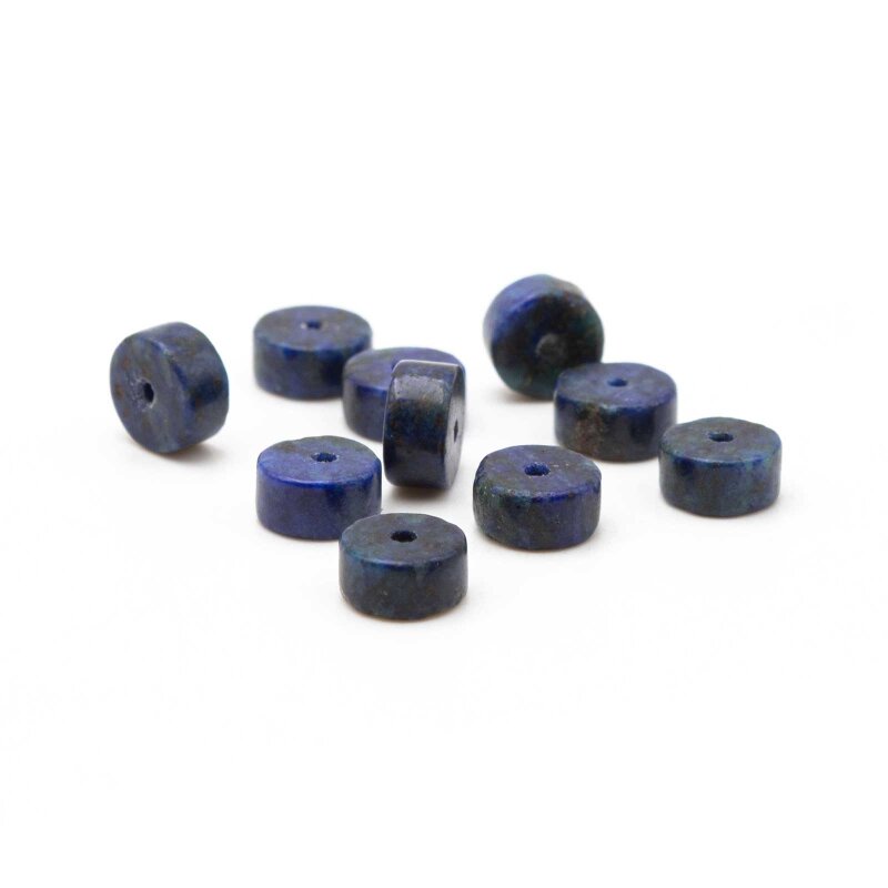 Heishi Perlen aus Lapis Lazuli in blau 6mm 10 Stück 