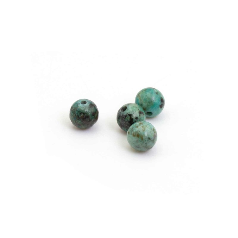 Perlen aus natürlichem Türkis  in grün 6mm 4 Stück