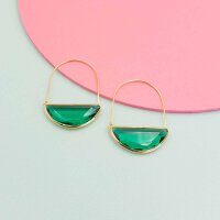 Ohrringe Evie mit eingefassten Glasstein in grün und Goldbeschichtung