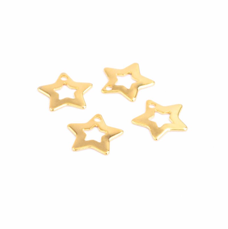 Anhänger als Stern aus 304 Edelstahl in goldfarben 4 Stück