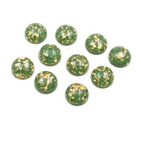 Resincabochons in grün mit goldfarbenem Glitter 12mm...