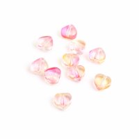 Glasperlen als Herz in transparenten rosa und gelb 10Stk.
