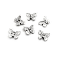 Perlen als Schmetterling in antik silberfarben 14x18mm 6...