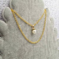 Perlenanhänger mit Strasssteinen in weiß und goldfarben 15mm 6 Stück