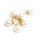Perlenanhänger mit Strasssteinen in weiß und goldfarben 15mm 6 Stück