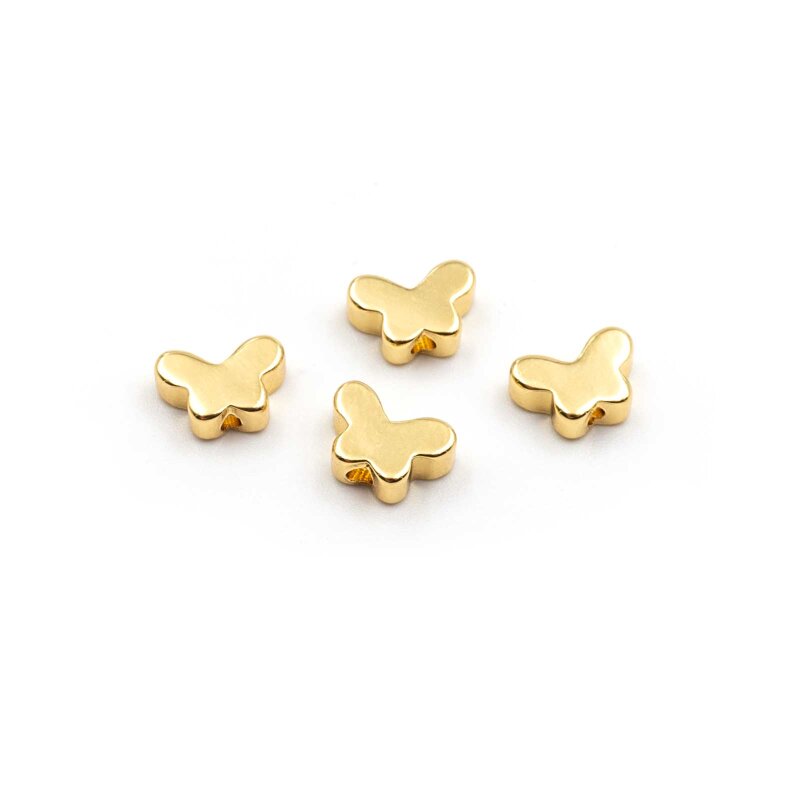 Perlen als Schmetterling aus Messing 18k Gold beschichtet 4 Stück