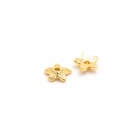Perlkappen Blüte aus Messing mit 18k Goldbeschichtung 7mm 2 Stück