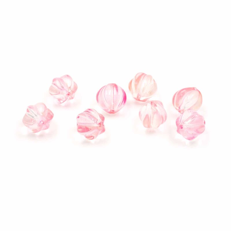 Glasperlen als Melone in rosa mit Schimmer in gold 10mm 8 Stück