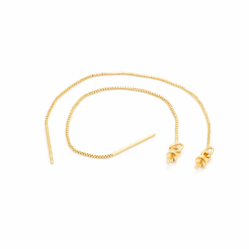Ohrhänger aus Messing 18k Gold beschichtet mit Aufhängung für halbgebohrte Perlen 2 Stück