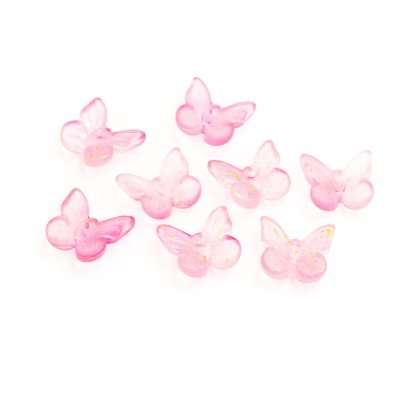 Perlen Schmetterling aus Glas in rosa 8 Stück