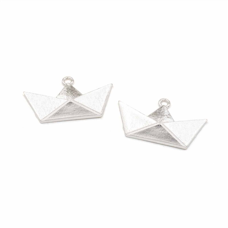 Origami Schwan Faltfigur Ohrringe Ohrschmuck Anhänger Silber aus Metall 