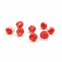 halbgebohrte Glasperlen Erdbeere in rot transparent 8...