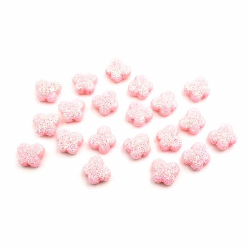 Acrylperlen Schmetterling mit Glitter in rosa 9x11 mm 20 Stück