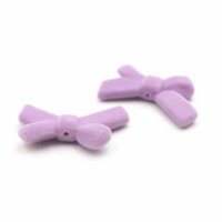 Perlen Schleife aus Acryl in lavendelfarben Samt 2 Stück