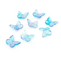 Perlen Schmetterling aus Glas in lila und blau 10 Stück