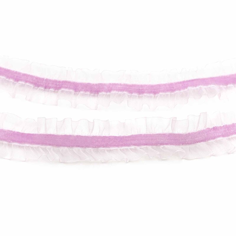elastisches Samtband mit Rüschen in violett 2,5cm 1 Meter
