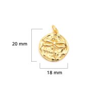 Anhänger Münze mit Libelle aus Messing mit 18k Gold Beschichtung 1 Stück