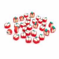 Perle als Apfel aus Polymerton in rot 30 Stück