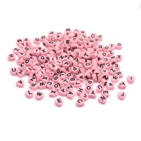 Buchstabenperlen Herz aus Acryl in rosa 7mm 200 Stück