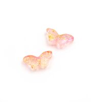 Perlen Schmetterling aus Glas in flamingo mit Glitzer 10 Stück