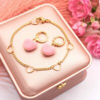 Perlen aus Acryl Herzen mit rosa Samt 11x12,5mm 8 Stück