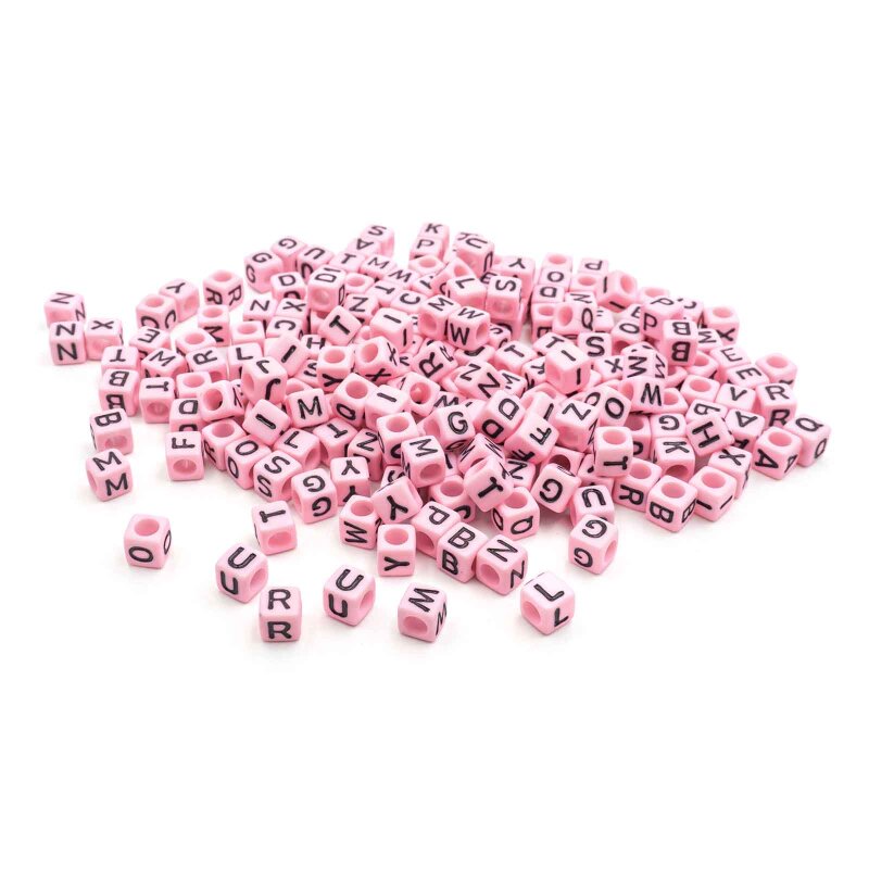 würfelförmige Buchstabenperlen aus Acryl in rosa 200 Stück