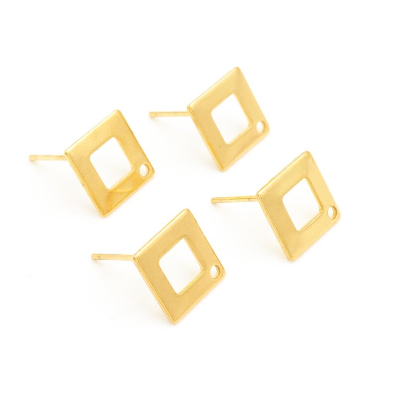 Ohrstecker Quadrat aus 304 Edelstahl in goldfarben 4 Stück