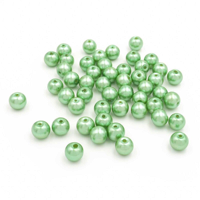 Glaswachsperlen in asch grün 8mm 50 Stück