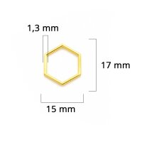 Verbinder als Honigwabe 15 x 17 mm in Goldfarben 10 Stück