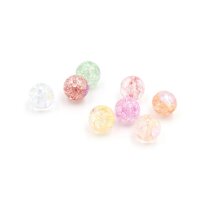 Crackle Glasperlen im Pastell Farbmix 1 Strang mit 65 Perlen