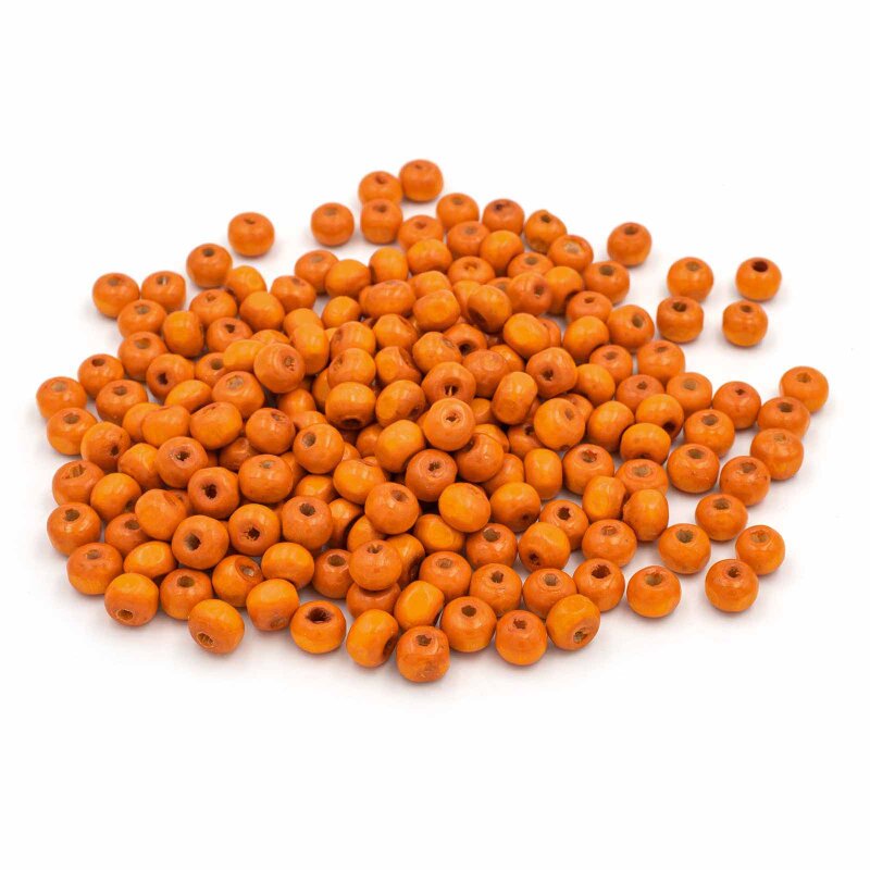 Perlen aus Holz in orange 6x4mm 200 Stück