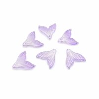 Glasanhänger als Schwanzflosse in lila mit silbernen Glitzer 6 Stück