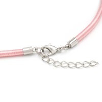 Halskette Seidenband in rosa 3mm dick 45cm 4 Stück