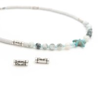 längliche Perlen im tibetischem Stil in antik silber 10 Stück
