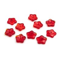 flache Glasperlen als Petunie in rot 10 Stück