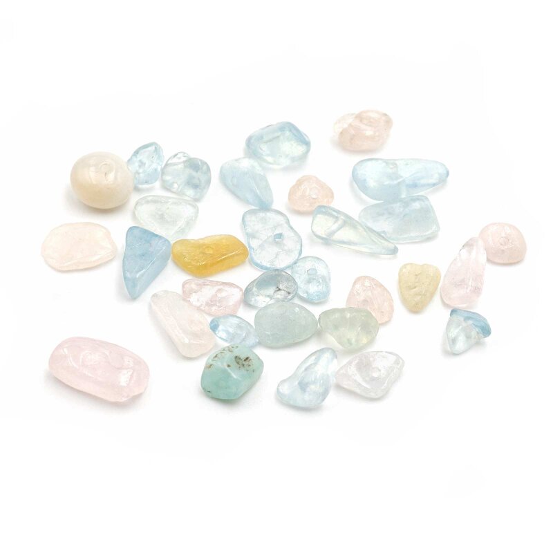 Nuggets als Perlen aus Morganit in babyblau und rosa 5 Gramm