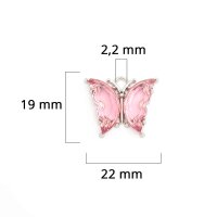 Anhänger Schmetterling silberfarben mit Resin in rosa 22x19mm 2 Stück
