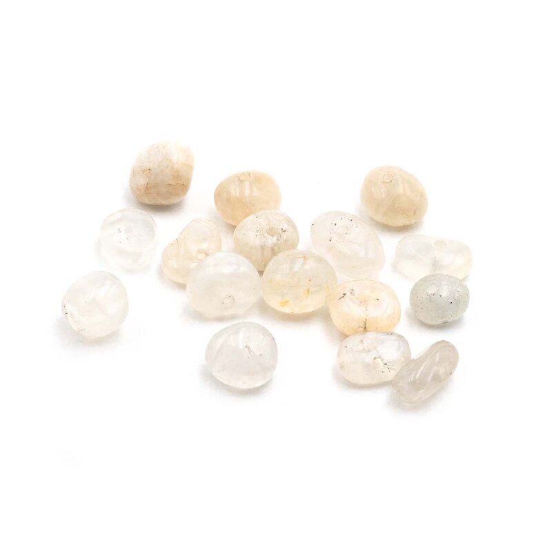 Nuggets als Perlen aus Mondstein 14 bis 18 Stück 5 Gramm