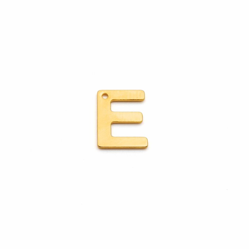schlichter Anhänger als Buchstabe E aus Edelstahl in goldfarben 1 Stück
